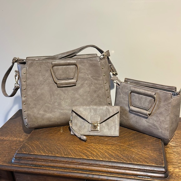 Kaari Blue Handbags - Kaari Blue Gray Shoulder Bag with Adjustable Strap and Minimalist Design